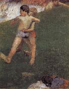 Paul Gauguin Wrestling kids painting